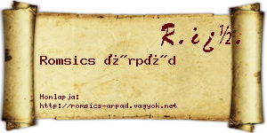 Romsics Árpád névjegykártya
