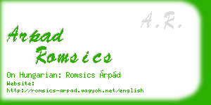 arpad romsics business card